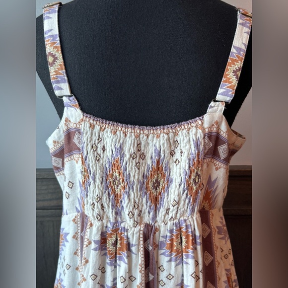 Sonoma Geometric Southwestern Print linen blend Midi Dress Large - Picture 7 of 10